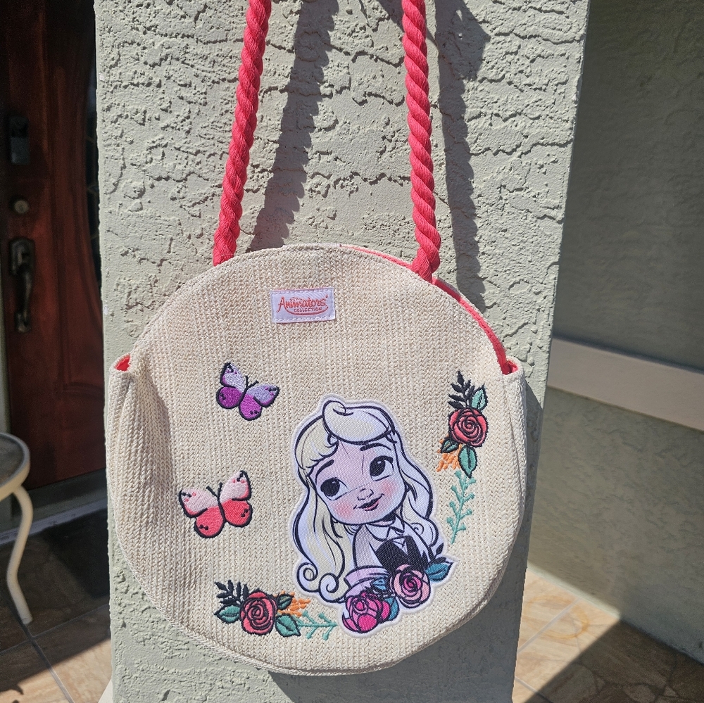 Cute Cartoon Character Round Bag with Pink Accents